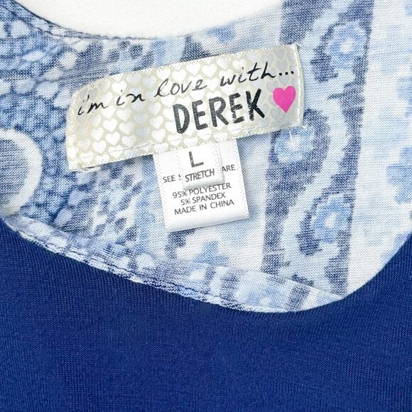 'I'm in Love with Derek' Blue Geometric Maxi Dress - Size L - Picture 7 of 8